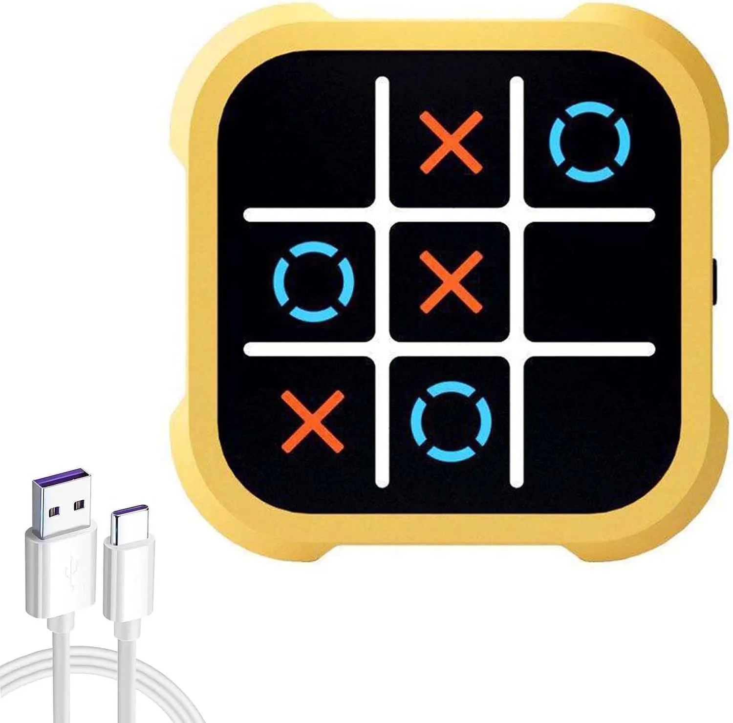 Electric Tic Tac Toe Game 4-in-1 Handheld Puzzle Game, Portable Travel Games, Party Board Games Fun Birthday Gifts Toys for Educational Memory Growth Toys for Ages 3  (Yellow)