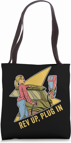 Electric Vehicle Electric Car Rev Up Plug In Tote Bag