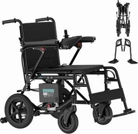 Electric Wheelchair for Adults Lightweight Foldable Electric Wheelchair for Seniors Motorized Wheelchair Power Wheelchairs for Adults 47lb (Black)