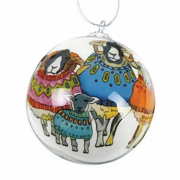 Emma Ball Hand-Painted Glass Bauble : Sheep In Sweaters