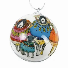 Emma Ball Hand-Painted Glass Bauble : Sheep In Sweaters