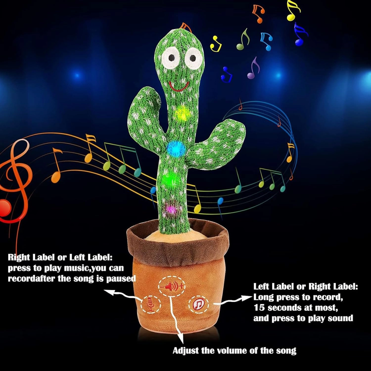 Emoin Dancing Cactus Talking Cactus Toy, Cactus Baby Toy Singing Children's Song Box,Mimicking Cactus Recording &Repeating What You Say,Electronic Educational Toys for Children Playing