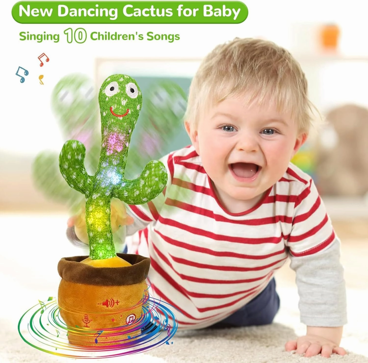 Emoin Dancing Cactus Talking Cactus Toy, Cactus Baby Toy Singing Children's Song Box,Mimicking Cactus Recording &Repeating What You Say,Electronic Educational Toys for Children Playing