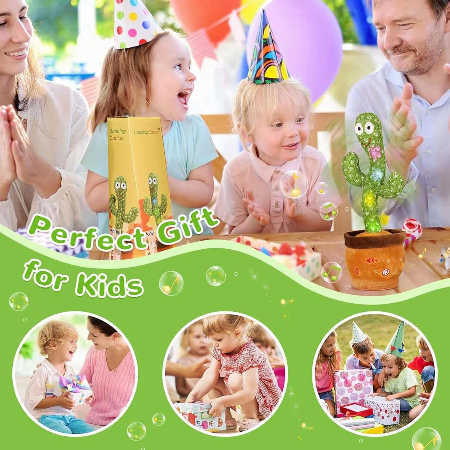 Emoin Dancing Cactus Talking Cactus Toy, Cactus Baby Toy Singing Children's Song Box,Mimicking Cactus Recording &Repeating What You Say,Electronic Educational Toys for Children Playing