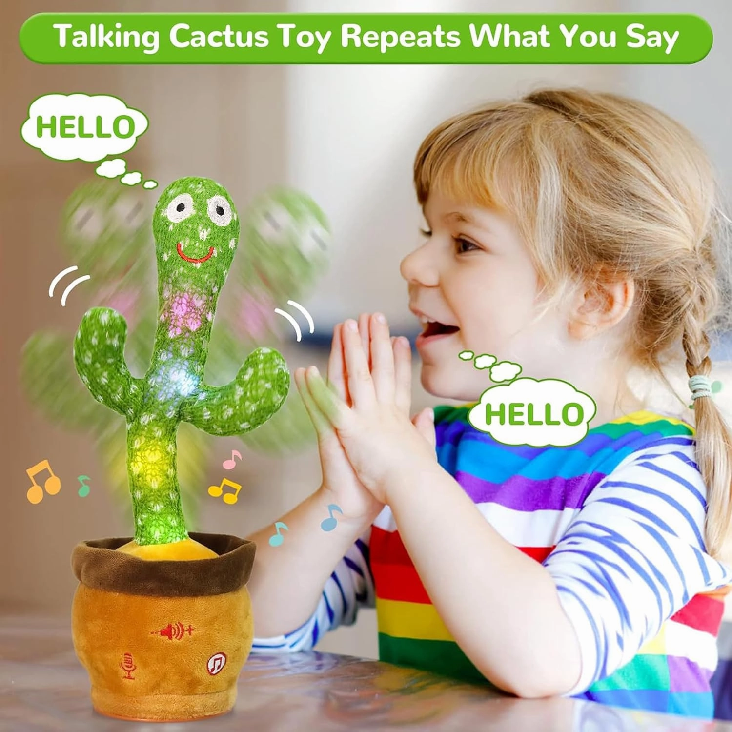 Emoin Dancing Cactus Talking Cactus Toy, Cactus Baby Toy Singing Children's Song Box,Mimicking Cactus Recording &Repeating What You Say,Electronic Educational Toys for Children Playing