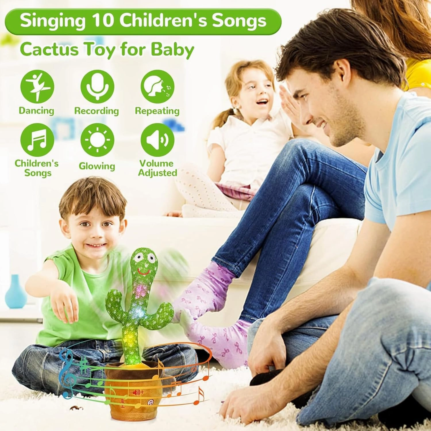 Emoin Dancing Cactus Talking Cactus Toy, Cactus Baby Toy Singing Children's Song Box,Mimicking Cactus Recording &Repeating What You Say,Electronic Educational Toys for Children Playing