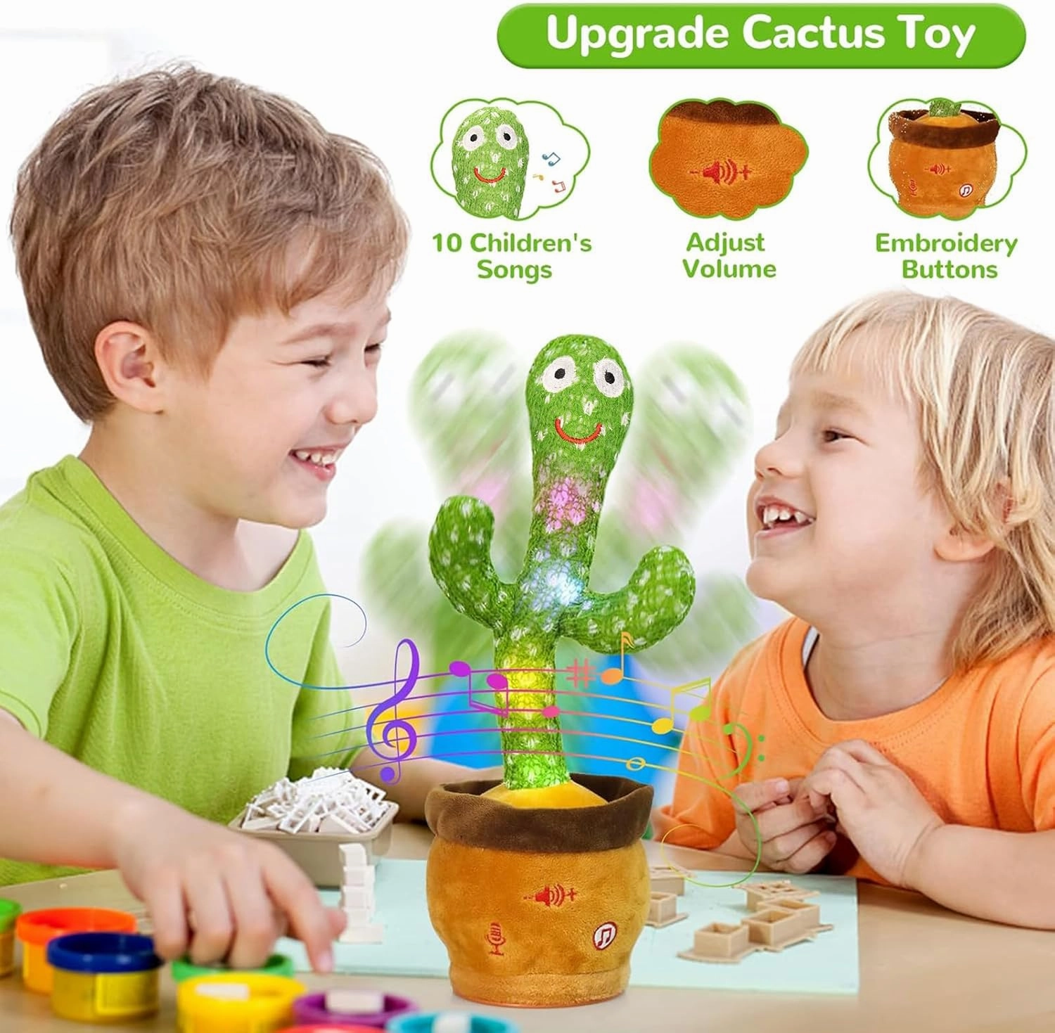 Emoin Dancing Cactus Talking Cactus Toy, Cactus Baby Toy Singing Children's Song Box,Mimicking Cactus Recording &Repeating What You Say,Electronic Educational Toys for Children Playing