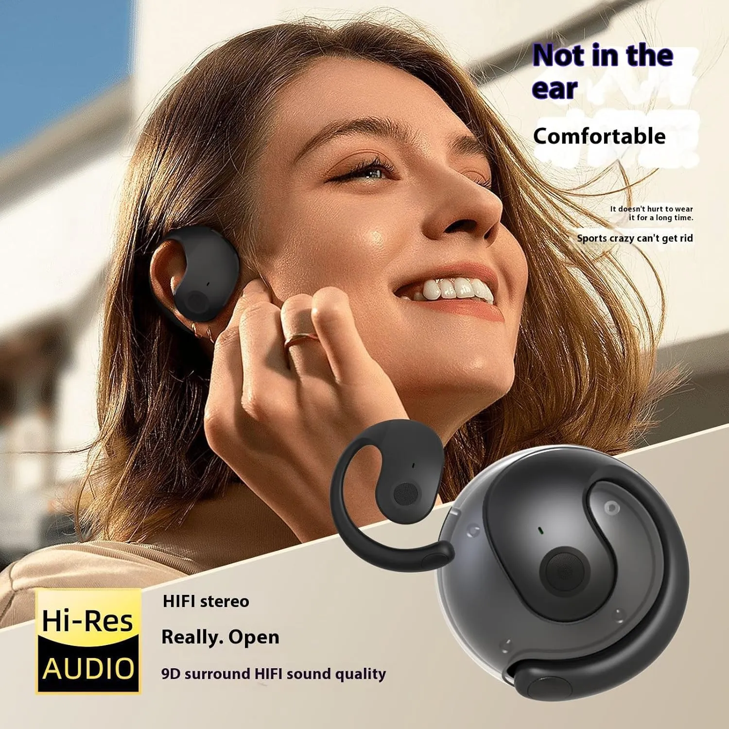 Entrancet AI Translator Earbuds, Entrancet Earbuds, AI Translation Earbuds Real Time Wireless OWS Bluetooth 5.4 Support 150 Languages Equipped with AI App (Black)