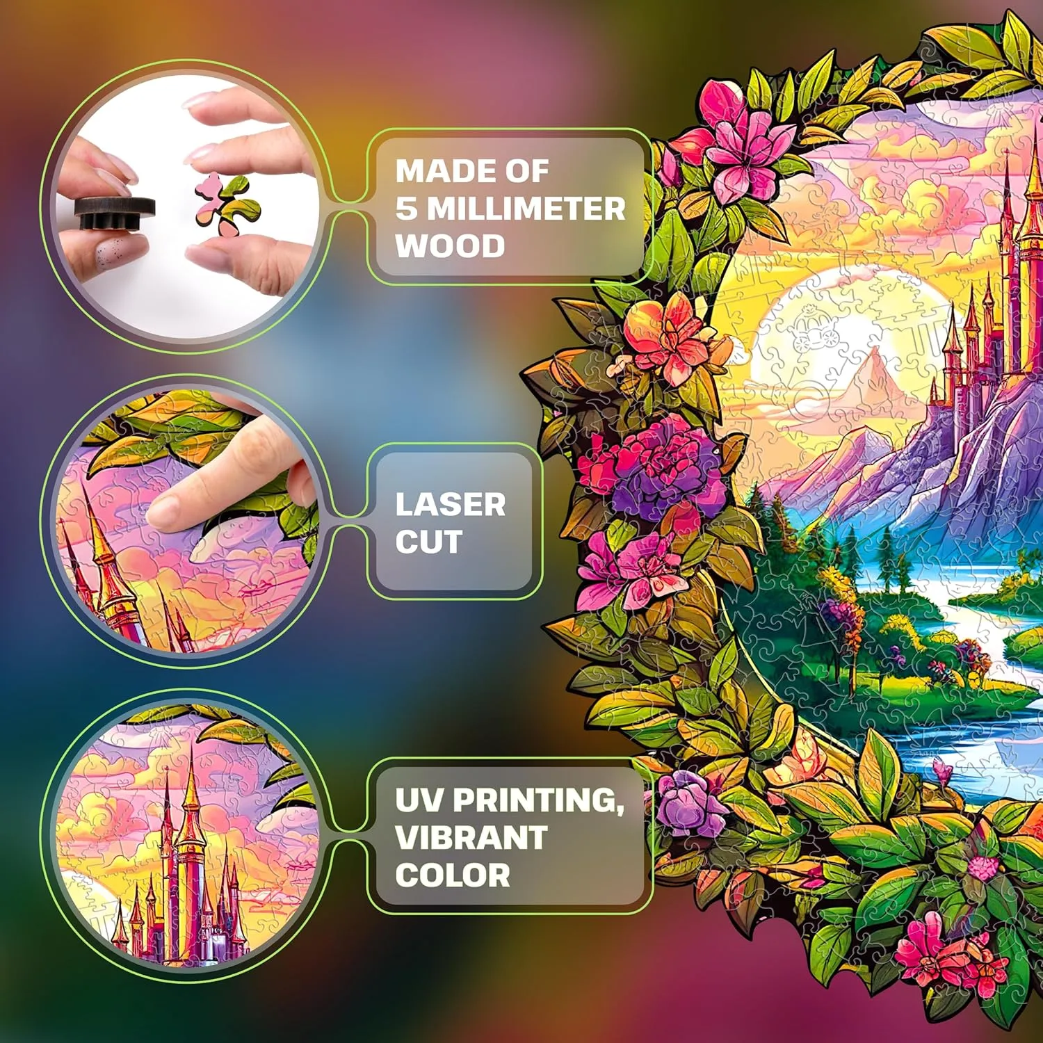 ESC WELT Wooden Magical Forest Puzzle 200 Pieces - Captivating Mind Entertainment for Teens and Adults - Fun and Environmentally Friendly Toy - Challenging Jigsaw Game - Wooden Puzzle