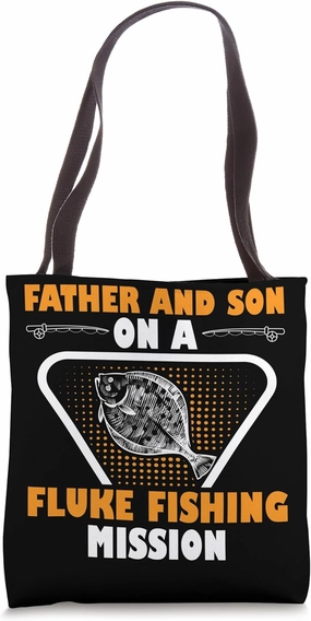 Father Son Fishing Flounder Fluke Fish Fisher Angler Tote Bag