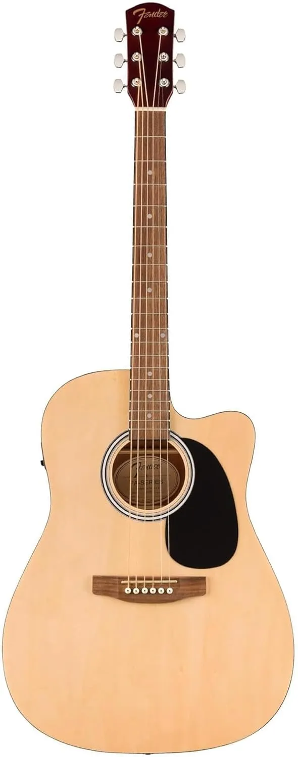 Fender Dreadnought Acoustic-Electric Guitar - Natural Bundle with Gig Bag, Strap, Strings, Picks, and Austin Bazaar Instructional Video