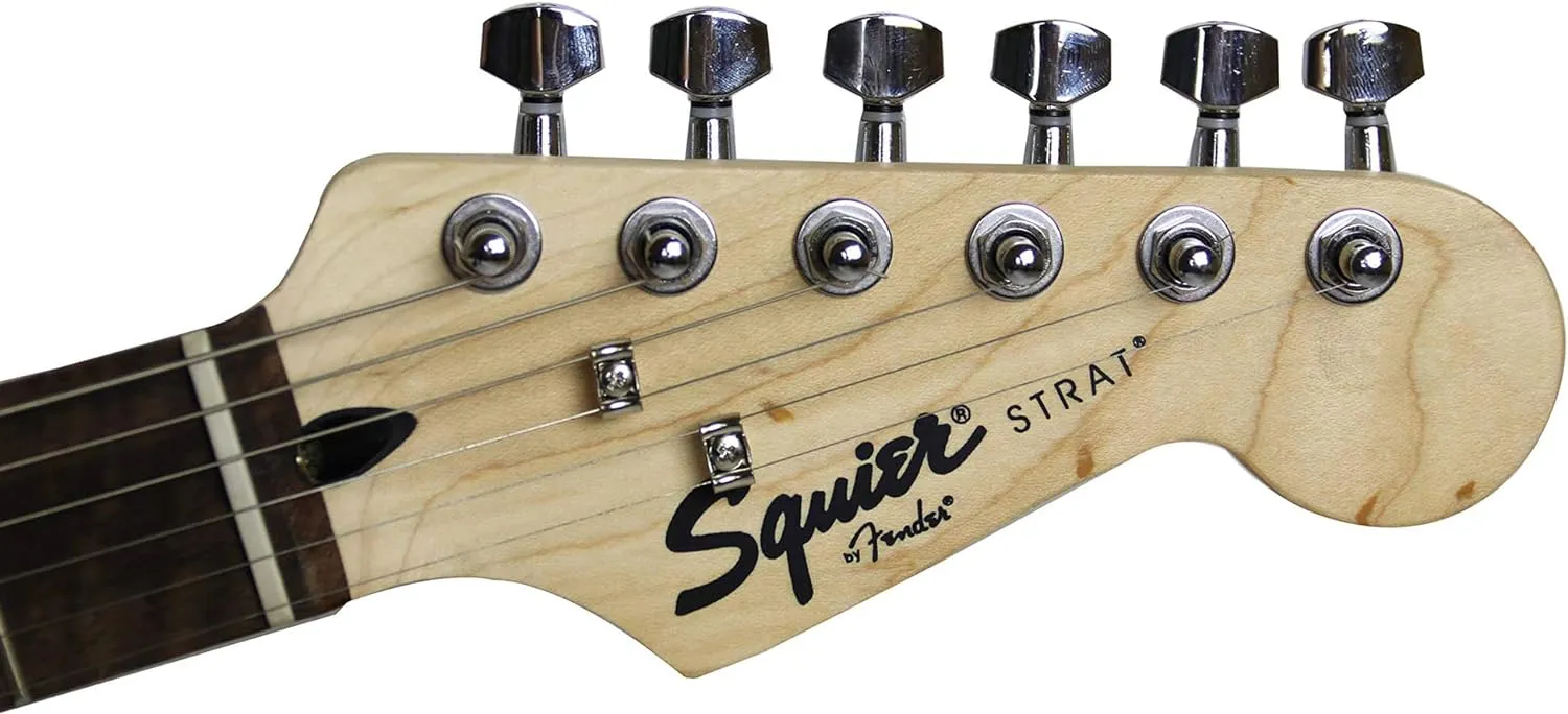 Fender Squier 24-Inch Short Scale Strat Pack - Transparent Blue Bundle with Frontman 10G Amplifier, Instrument Cable, Strap, Picks, Online Lessons, and Austin Bazaar Instructional DVD