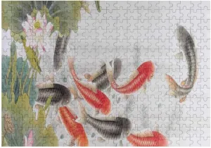Fish Ink Painting Jigsaw Puzzles for Kids Adults 1000 Pieces, Fun Educational Games Toy Birthday Gift Art Home Decor Finish Size 29.5 x 20 Inches