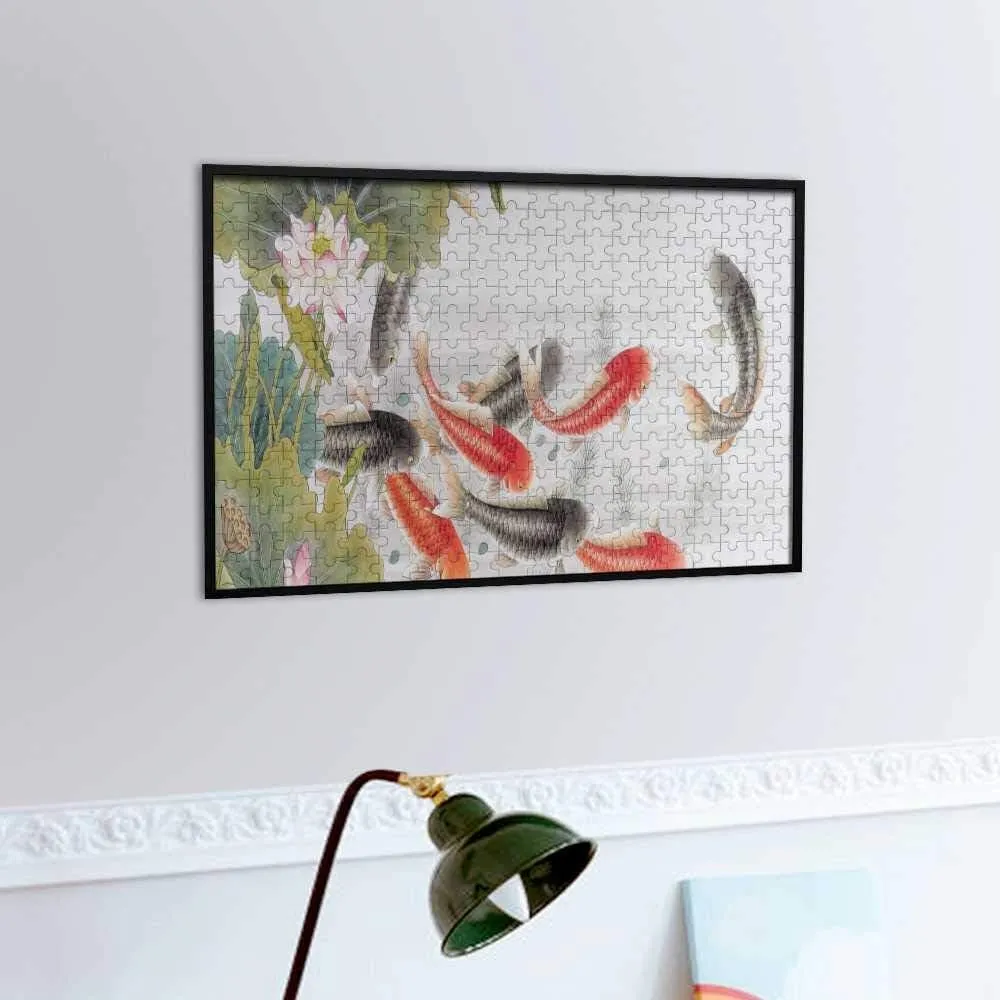 Fish Ink Painting Jigsaw Puzzles for Kids Adults 1000 Pieces, Fun Educational Games Toy Birthday Gift Art Home Decor Finish Size 29.5 x 20 Inches