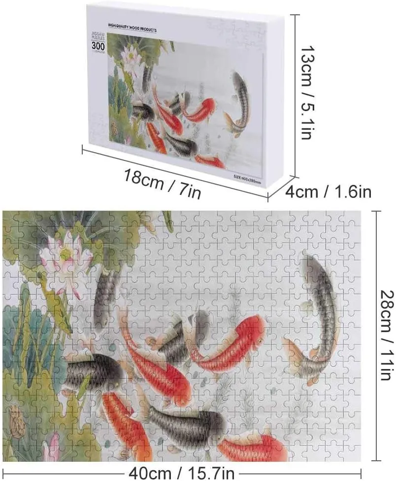 Fish Ink Painting Jigsaw Puzzles for Kids Adults 1000 Pieces, Fun Educational Games Toy Birthday Gift Art Home Decor Finish Size 29.5 x 20 Inches