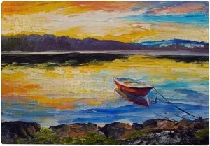 Fishing Boats On Sea Oil Painting Jigsaw Puzzles for Kids Adults 500 Pieces, Fun Educational Games Toy Birthday Gift Art Home Decor Finish Size 20.5 x 15 Inches