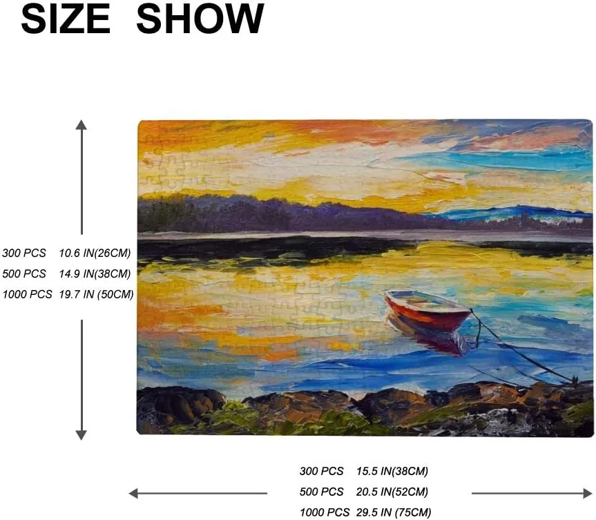 Fishing Boats On Sea Oil Painting Jigsaw Puzzles for Kids Adults 500 Pieces, Fun Educational Games Toy Birthday Gift Art Home Decor Finish Size 20.5 x 15 Inches