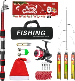 Fishing Gear Set, Travel Fishing Kit, Fishing Kits for Adults, Portable Fishing Tools, Lightweight Fishing Rod, Telescopic Fishing Rod, Reel Combo Set for Boys, Girls and Teens