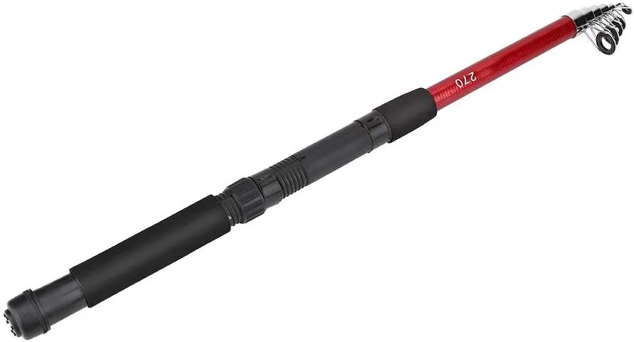 Fishing Rod, Telescopic Fishing Rod Reel Combo Lightweight Glass Fiber Pole with Ceramic Guide Rings for Traveling and Camping