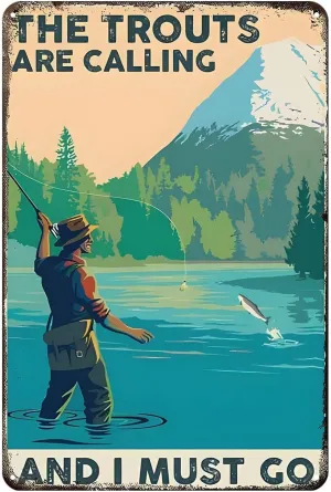 Fishing The Trouts are Calling and I Must Go Fishing Jigsaw Puzzles for Kids Adults 1000 Pieces, Fun Educational Games Toy Birthday Gift Art Home Decor Finish Size 29.5 x 20 Inches