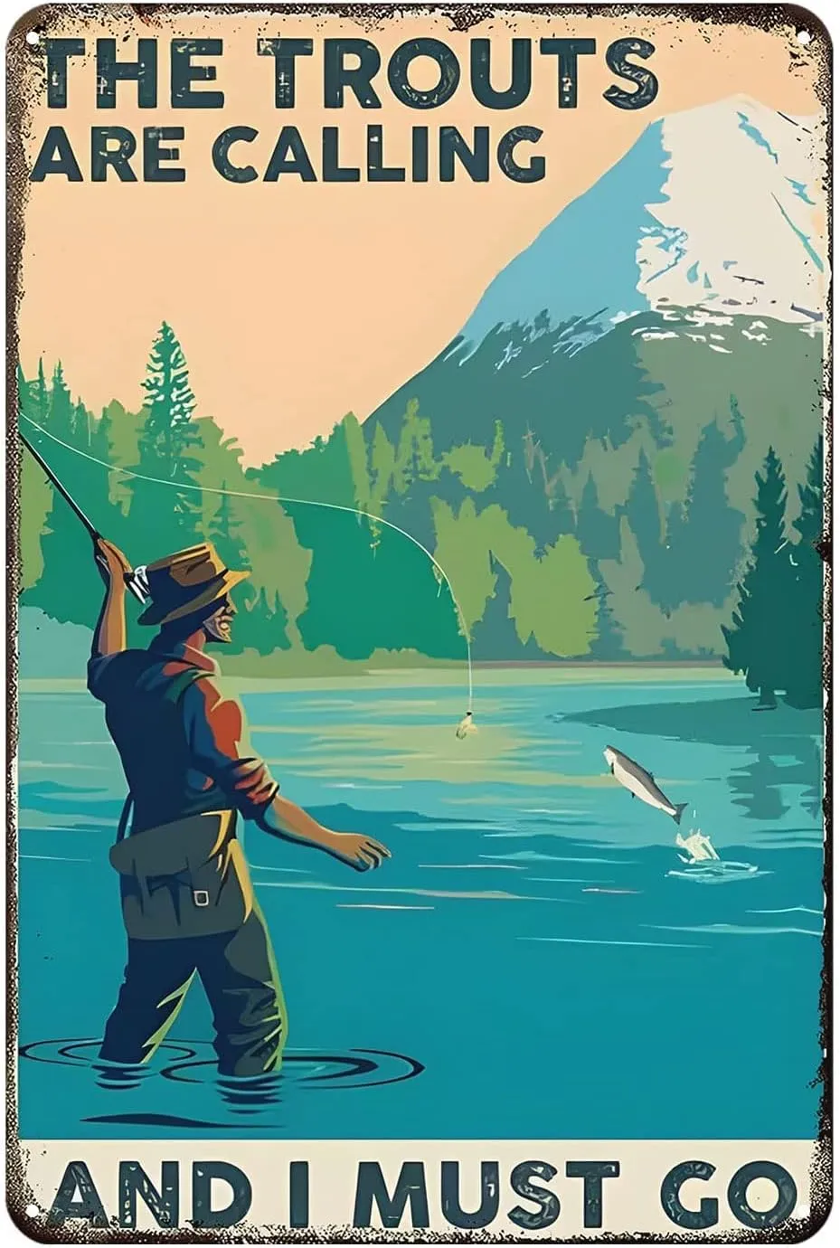 Fishing The Trouts are Calling and I Must Go Fishing Jigsaw Puzzles for Kids Adults 1000 Pieces, Fun Educational Games Toy Birthday Gift Art Home Decor Finish Size 29.5 x 20 Inches