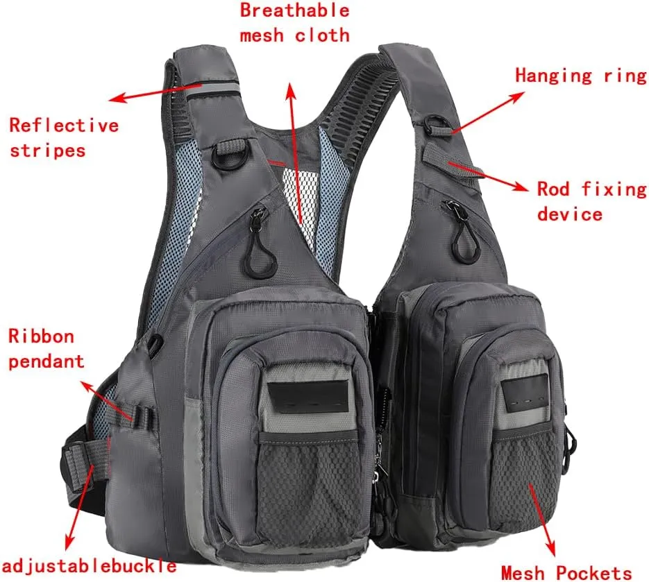 Fishing vest Fly fishing Luya Stream Fishing multi-pocket sizes are adjustable for both men and women