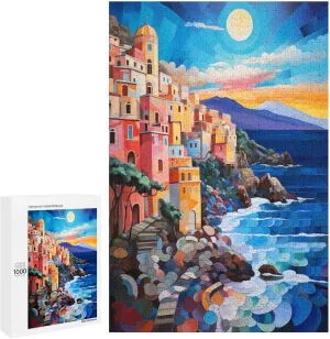 Fishing Village Colorful Puzzle for Adult Hard Challenge Puzzles 1000 Piece Jigsaw Puzzle for Adult and Kids Family Pieces Fit Together Perfectly