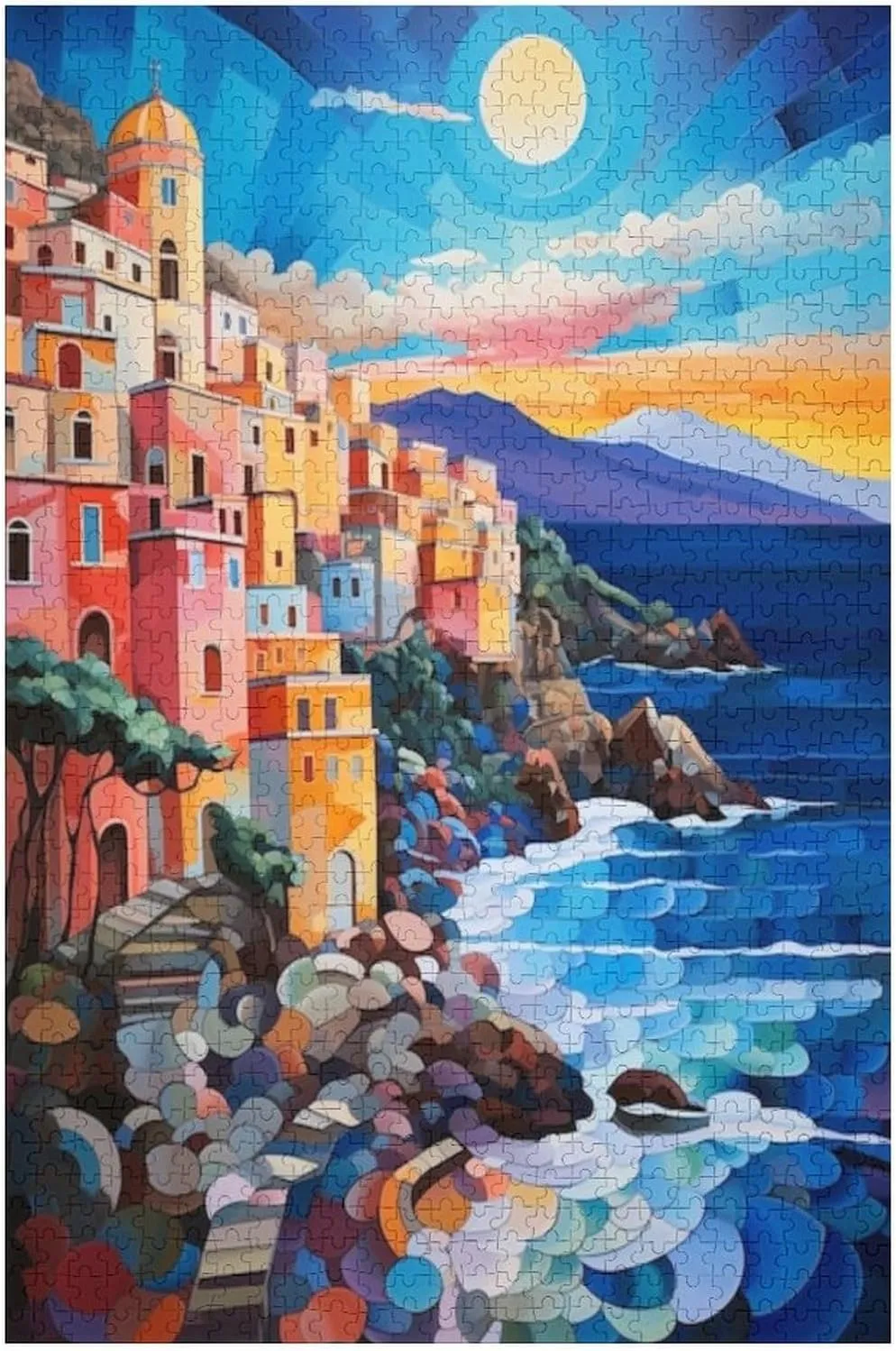 Fishing Village Colorful Puzzle for Adult Hard Challenge Puzzles 1000 Piece Jigsaw Puzzle for Adult and Kids Family Pieces Fit Together Perfectly