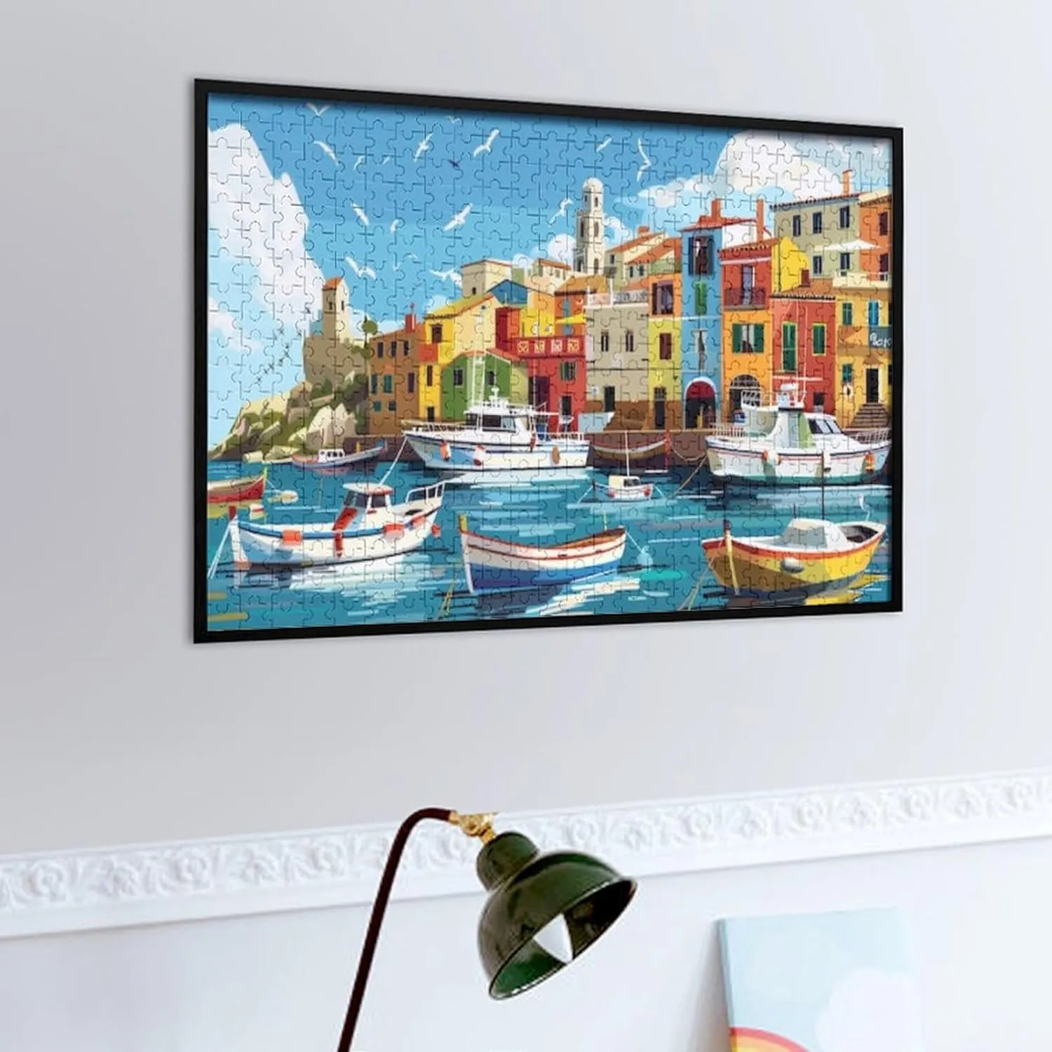 Fishing Village Gradient Rainbow Puzzle 500 Piece Puzzles Challenging Jigsaw Puzzles for Adults and Kids Hard Puzzle Challenging Game Toys
