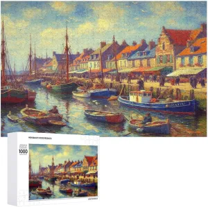 Fishing Village Jigsaw Puzzle for Adults and Kids Challenging Puzzle Game Nights Jigsaw Puzzle Unique Gifts 1000 Piece Funny Puzzles for Family Wedding Graduation Friends