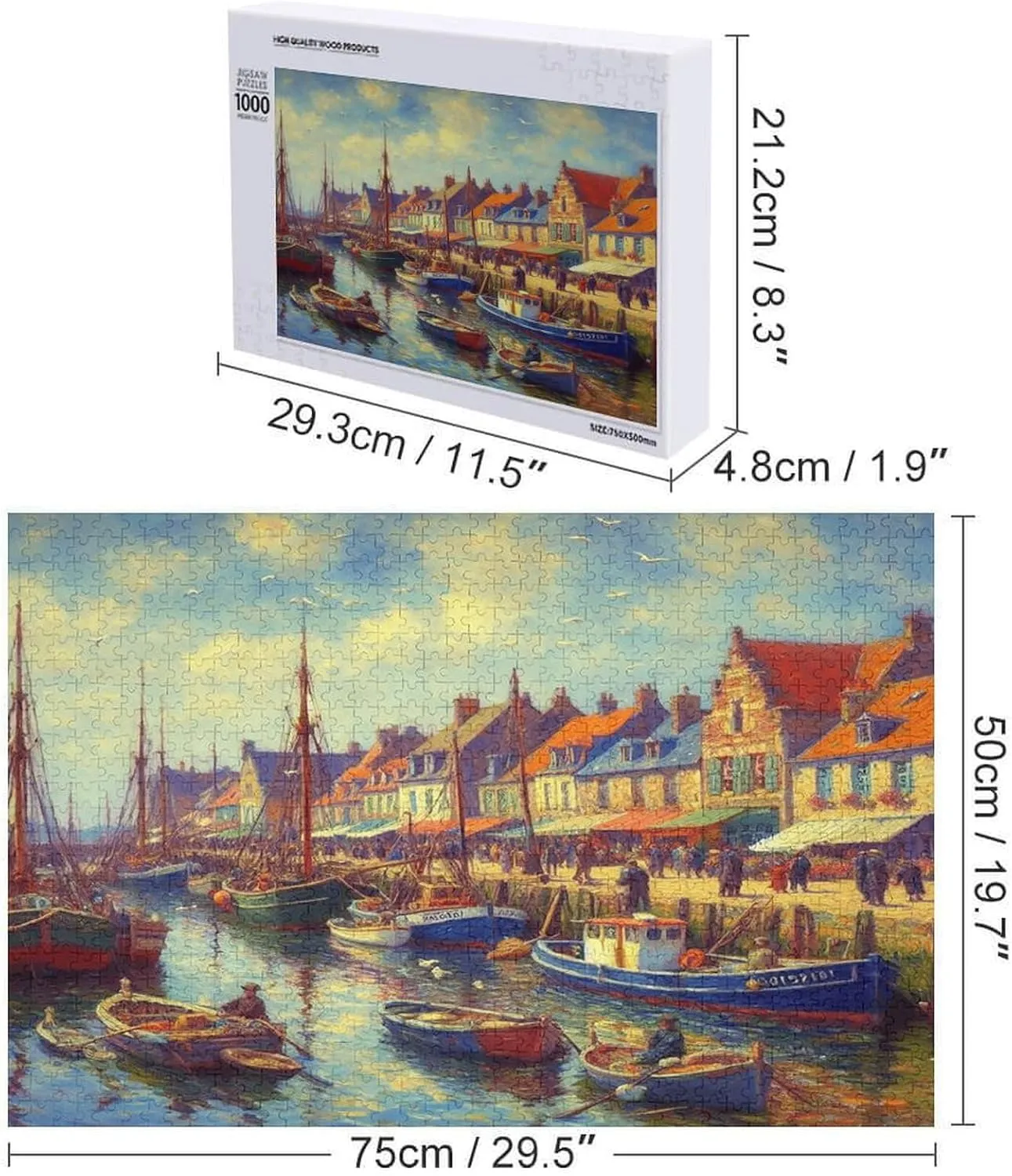 Fishing Village Jigsaw Puzzle for Adults and Kids Challenging Puzzle Game Nights Jigsaw Puzzle Unique Gifts 1000 Piece Funny Puzzles for Family Wedding Graduation Friends
