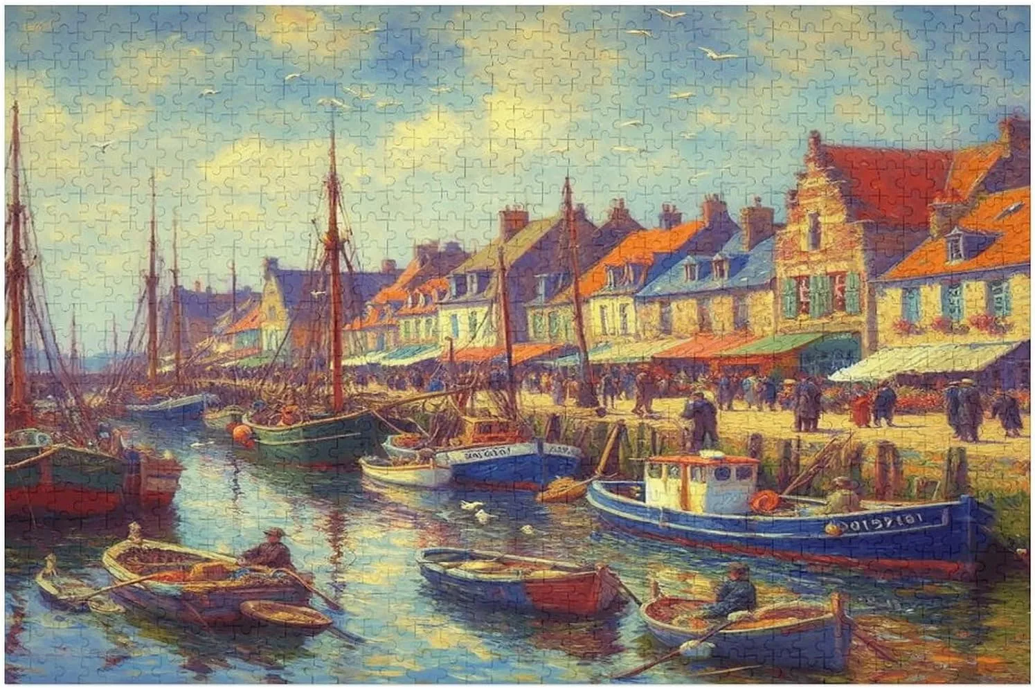 Fishing Village Jigsaw Puzzle for Adults and Kids Challenging Puzzle Game Nights Jigsaw Puzzle Unique Gifts 1000 Piece Funny Puzzles for Family Wedding Graduation Friends