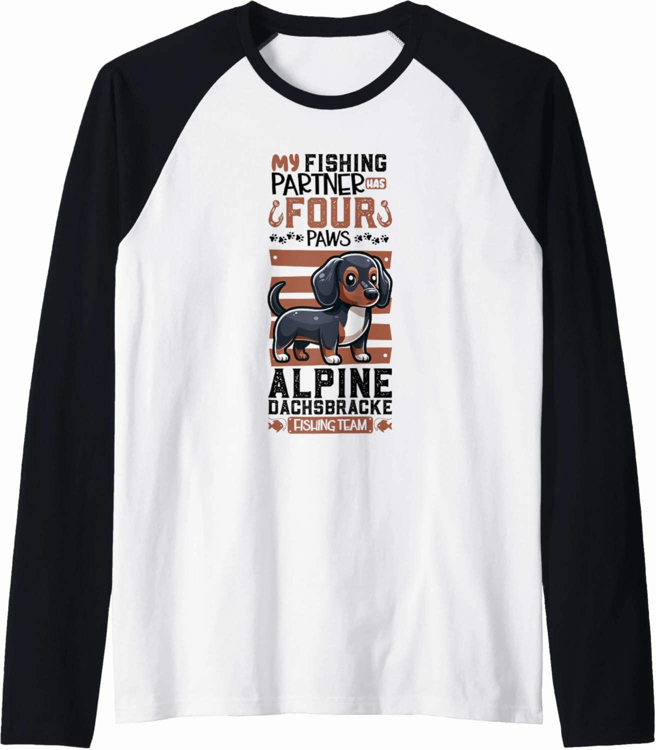 Fishing and Alpine Dachsbracke Raglan Baseball Tee