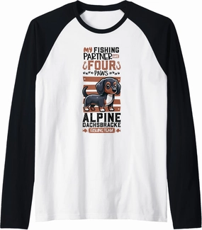 Fishing and Alpine Dachsbracke Raglan Baseball Tee