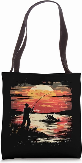 Fishing Graphic 80s Look Tote Bag
