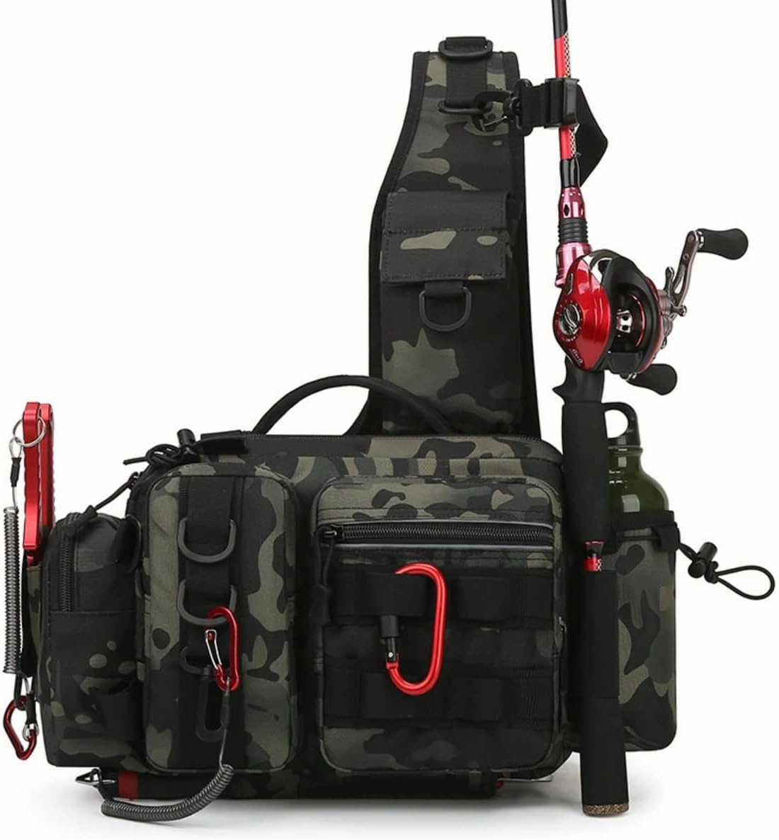 Fishing Tackle Bag,Tactical Fishing Sling Tackle Storage Bag,Lightweight Sling Fishing Backpack- Sling Tool Bag for Fishing Hiking Hunting Camping