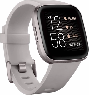 Fitbit Versa 2 Health & Fitness Smartwatch with Heart Rate, Music, Alexa Built-in, Sleep & Swim Tracking, Stone/Mist Grey, One S (Renewed)