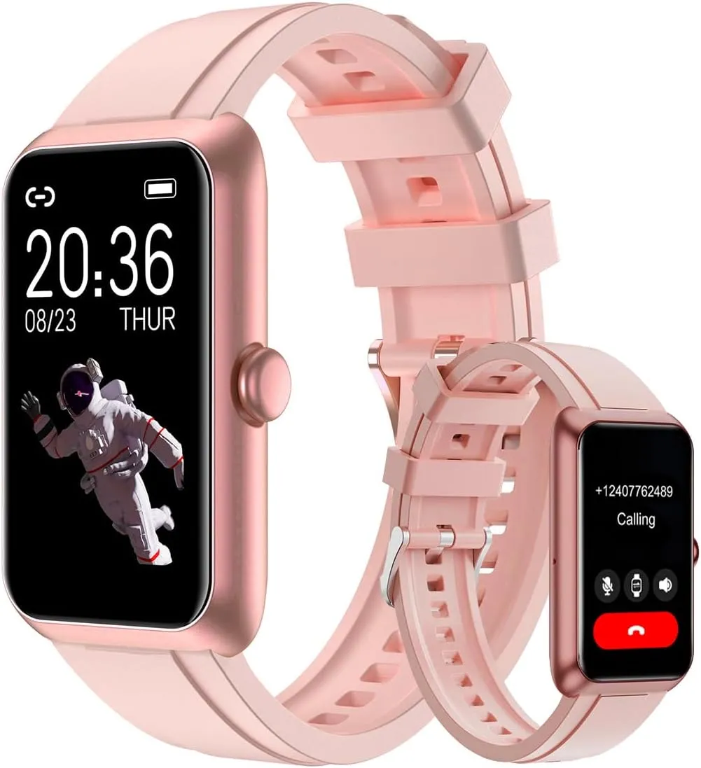 Fitness Tracker Watch for Women Men, Smart Watch with 24/7 Heart Rate Monitor Sleep Tracker Calls and Messages, IP68 Waterproof 1.47" IPS Screen Activity Trackers with Step Tracker, Pedometer (Pink)