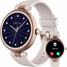 Fitness Tracker, Round Fitness Watches for Women with Bluetooth Call Heart Rate Monitor Sleep Tracker Calorie/Step Counter, Birthday Gift for Women Lady Mom Waterproof Starlight