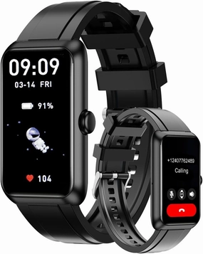 Fitness Tracker Watch for Women Men, Smart Watch with 24/7 Heart Rate Monitor Sleep Tracker Calls and Messages, IP68 Waterproof 1.47" IPS Screen Activity Trackers with Step Tracker, Pedometer (Black)