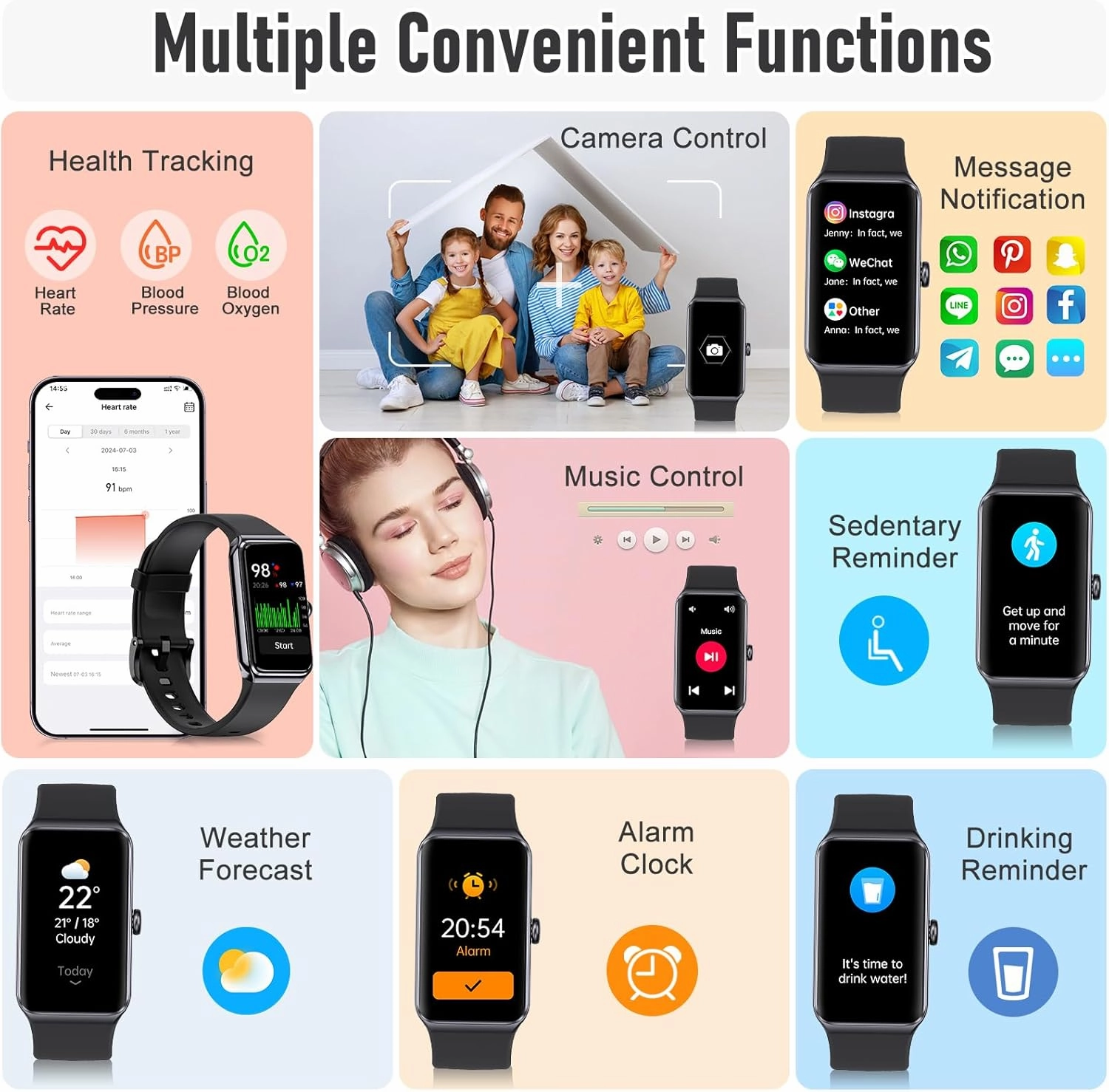 Fitness Tracker with 24/7 Heart Rate,Blood Pressure Sleep Tracking,104 Sports Modes Calories Smart Watch,IP68 Waterproof Step Counter Activity Trackers Pedometer for Android&iPhone Women Men