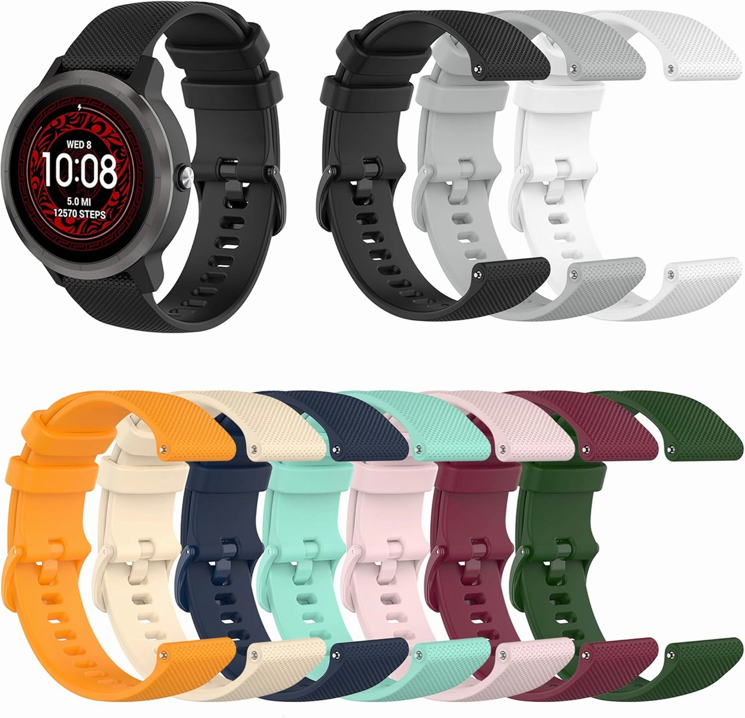 FitTurn Bands Compatible with Garmin Approach S40 S42 Watch Replacement Soft Durable Colourful Silicone Watch Band Strap Breathable Wristband for Approach S42/S40/S12 Smartwatch Accessories