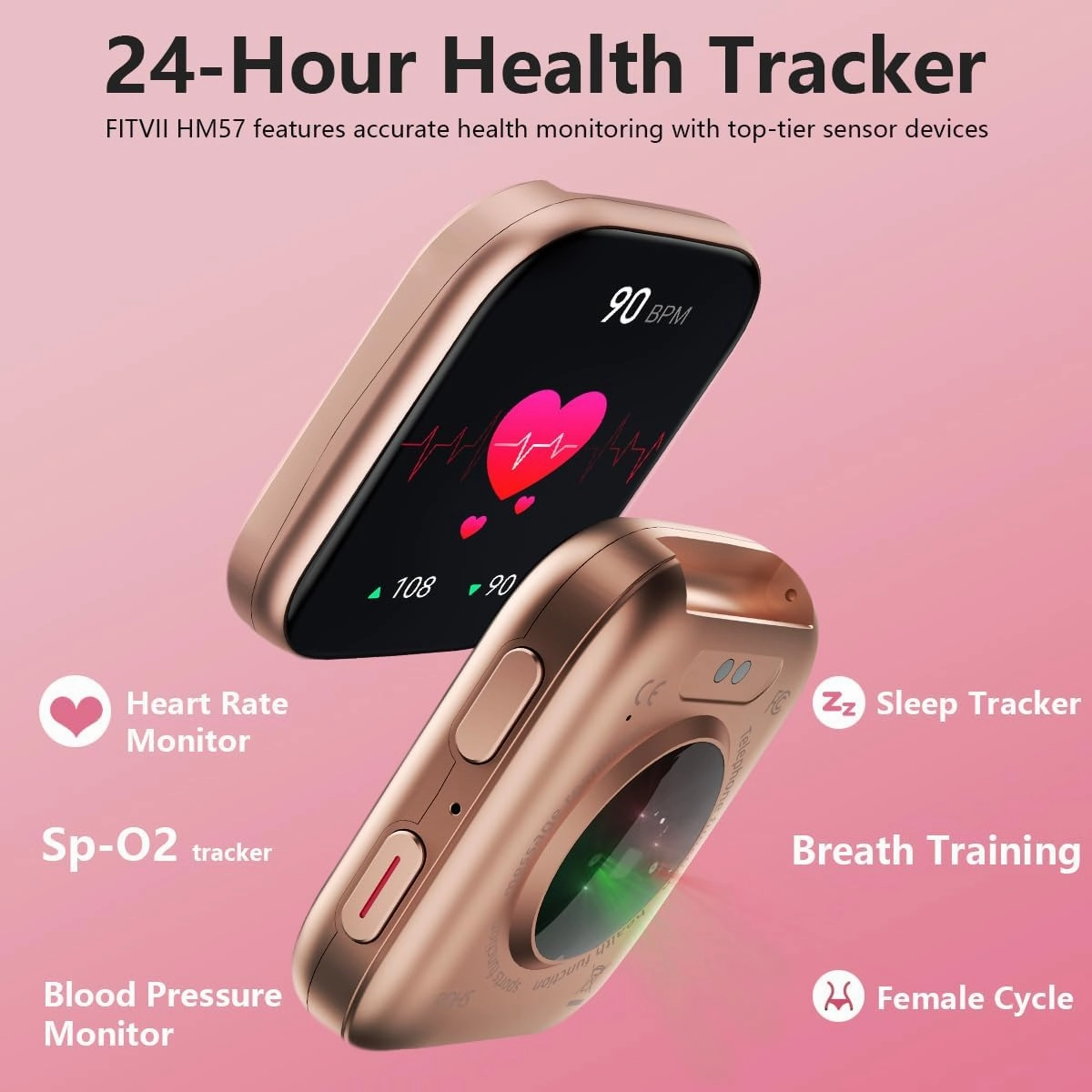 FITVII Health & Fitness Tracker (Answer/Make Calls), Smart Watch with 24/7 Heart Rate and Blood Pressure, Sleep Tracking, Blood Oxygen Monitor, 120  Sport Mode Activity Tracker for Women Men