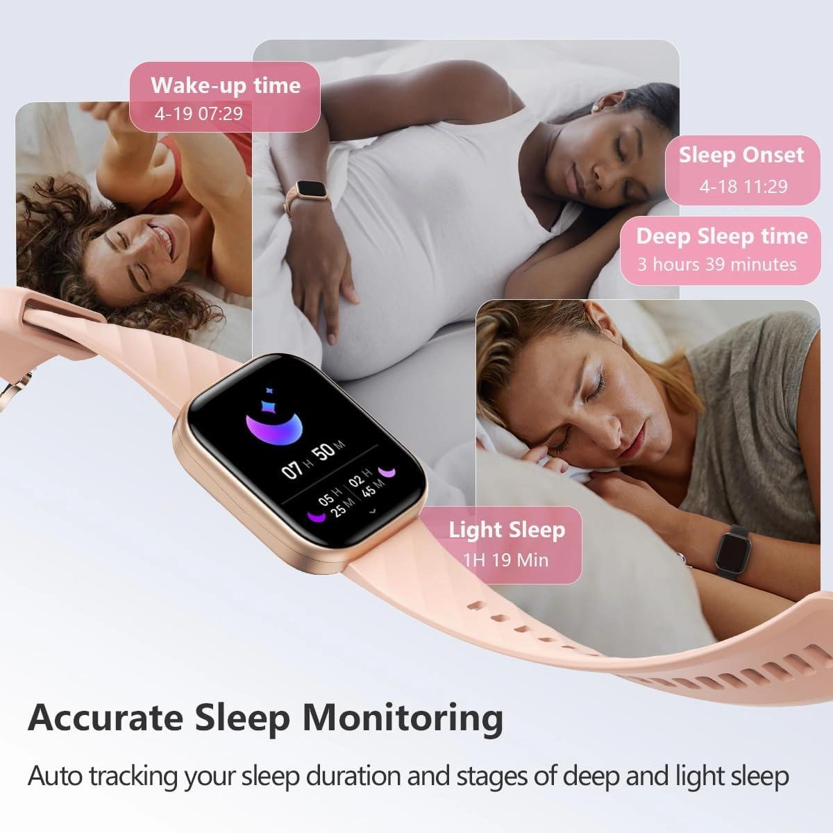 FITVII Health & Fitness Tracker (Answer/Make Calls), Smart Watch with 24/7 Heart Rate and Blood Pressure, Sleep Tracking, Blood Oxygen Monitor, 120  Sport Mode Activity Tracker for Women Men