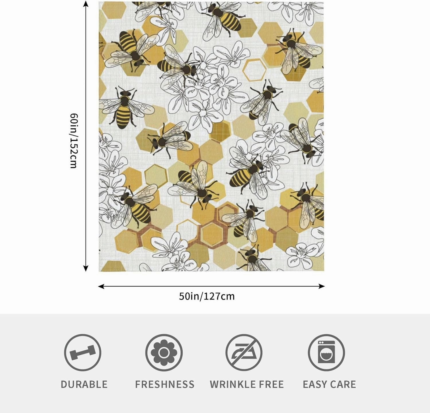 Fleece Throw Blanket for Couch, Sofa, Car, Bed, 60"x50" Cozy Soft Lightweight Fuzzy Flannel Warm Blanket Suitable for All Seasons (Bee)