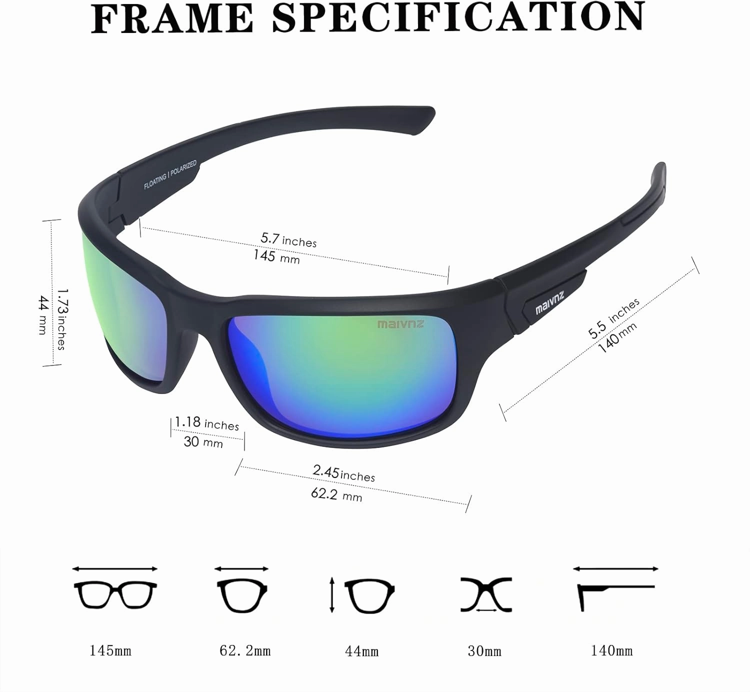 Floating Polarized Fishing Sunglasses for Men UV Protection Fishing Glasses Boating Kayaking Water Sport Glasses