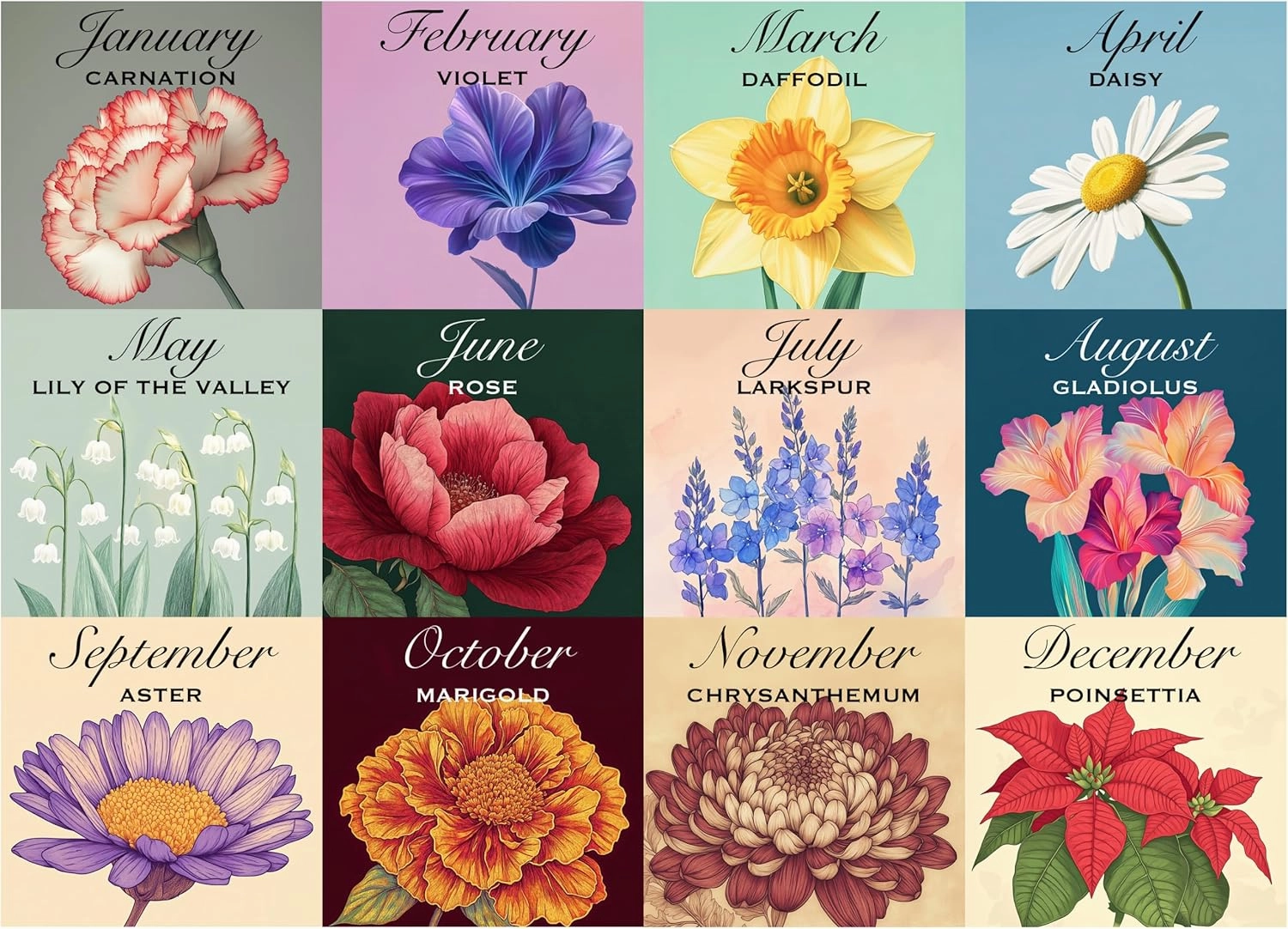 Floral Calendar - 1000-Piece Botanical-Themed Jigsaw Puzzle for Adults | Premium Satin Finish | Made in USA | Fun and Relaxing Challenge