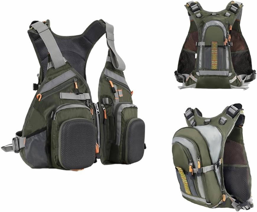 Fly fishing vests are suitable for bass trout Luya fishing sea fishing, multi pocket three in one multifunctional vest