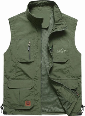 Flygo Men's Lightweight Outdoor Travel Work Fishing Vest with Multi-Pockets