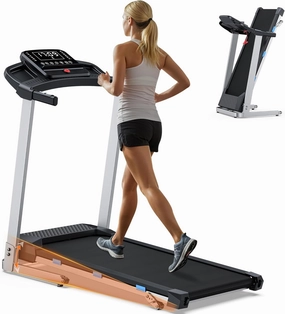 Folding Treadmill with Incline, 350 LBS Capacity & 7.6 MPH, 3.0HP Quiet Treadmills for Home Small with Pulse Sensor and Bluetooth Speaker, 12 Preset Programs, App & Voice Control, LED Display